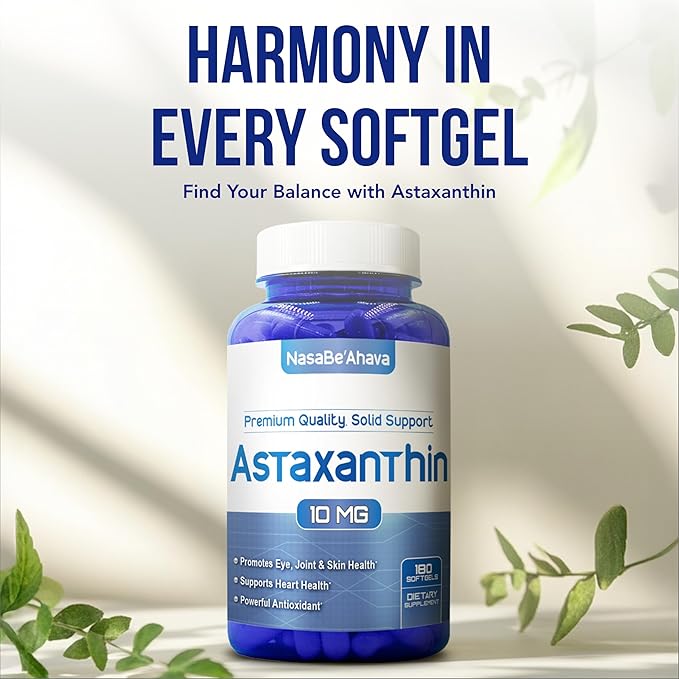 Astaxanthin Supplement for Men and Women | Antioxidant &amp Carotenoid Rich Astaxanthin 10mg From Haematococcus Pluvialis Microalgae for Eye &amp Skin Health Support (180 Day Supply) Packaging May V