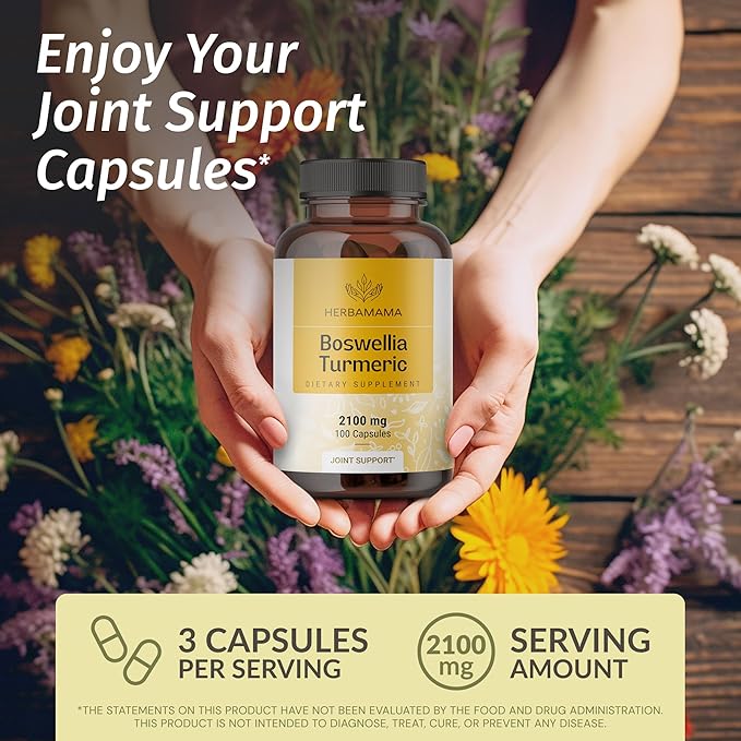 HERBAMAMA Boswellia Turmeric and Mullein Leaf Capsules Kit - Bundle of 2100 mg Boswellia Turmeric &amp 1200 mg Mullein Leaf Capsules - Vegan Non GMO Gelatin-Free - 2 Pack