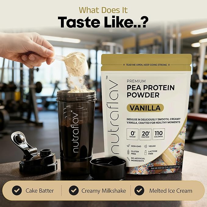 Vegan Vanilla Protein Powder - Plant Based Pea Protein Powder - 20g Protein Per Serving with 4 Ingredients - Iron-Rich Easy to Digest - No Added Sugar - Great for Shakes &amp Smoothies - 20 Servings