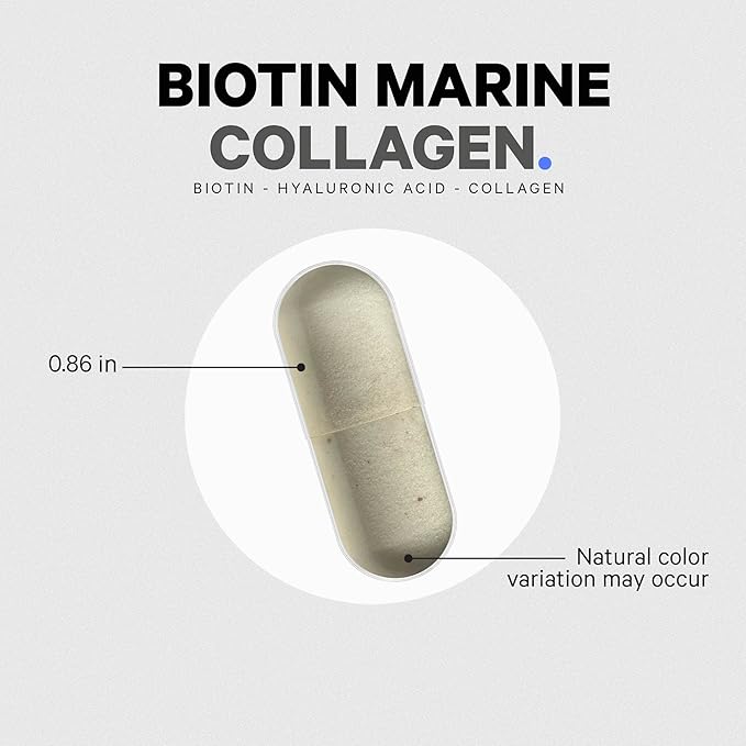 Codeage Biotin Marine Collagen Peptides - Wild-Caught Marine Collagen Types I &amp III Biotin Vitamins C &amp E Hyaluronic Acid Amino Acids Fruit and Herb Blend Non-GMO - 120 Capsules
