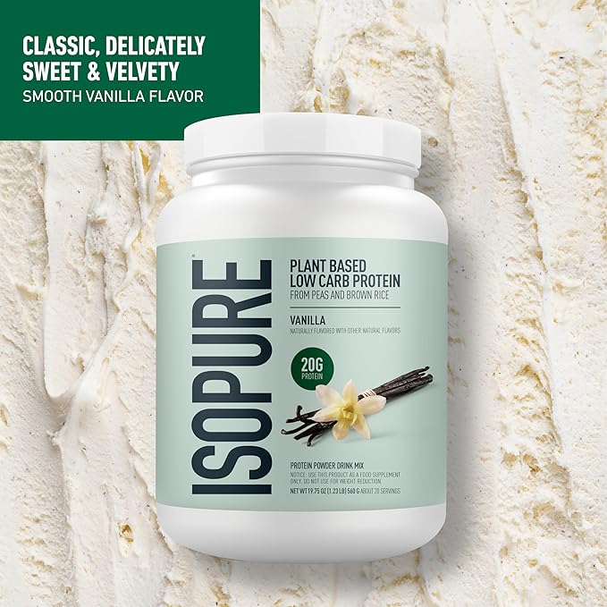 Isopure Plant-Based Protein Powder Lactose Free Gluten Free With Iron Vanilla 20g Plant Protein Per Serving 1.23 Lbs 20 Servings