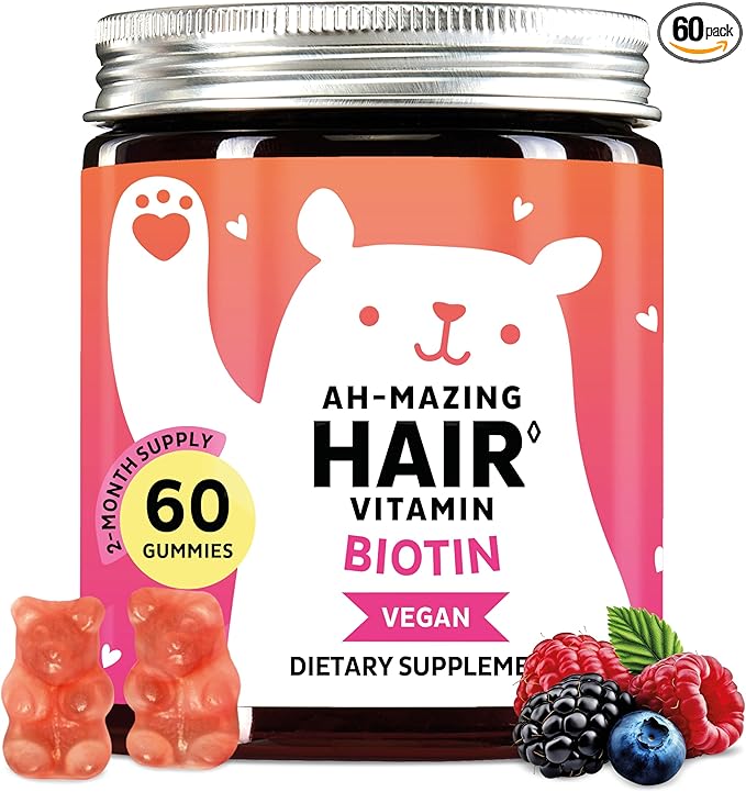 Biotin Gummies for Hair Skin &amp Nails. 5000 mcg High Potency Vegan Vitamins for Faster Hair Growth Stronger Nails &amp Healthy Skin. with Vitamins C &amp E 60 Gummies