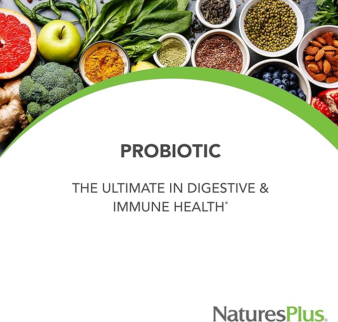 NaturesPlus GI Natural Probiotic Mega - 30 Capsules Pack of 2 - Digestive &amp Immune Health - Gluten Free - 60 Total Servings