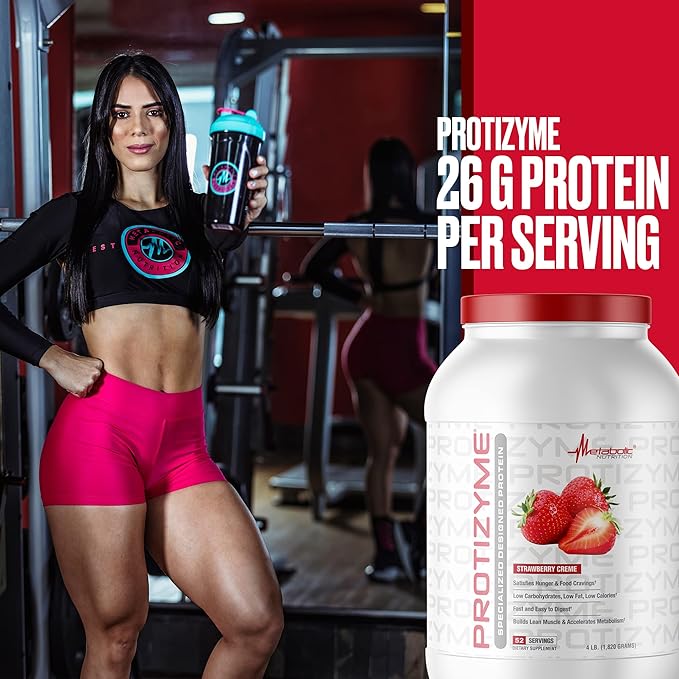 Metabolic Nutrition Protizyme 100% Whey Protein Powder High Protein Low Carb Low Fat Whey Protein Digestive Enzymes 24 Essential Vitamins and Minerals 4 Pound (52 ser)