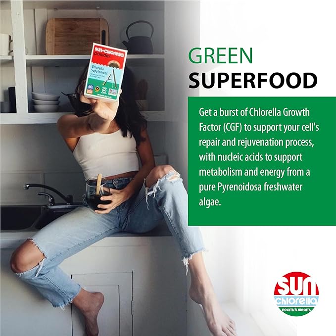 Sun Chlorella 200 mg Green Algae Superfood Supplement - Pulverized Cell Wall - Chlorophyll CGF Active B12 Iron Protein - Non-GMO - 1500 Tablets