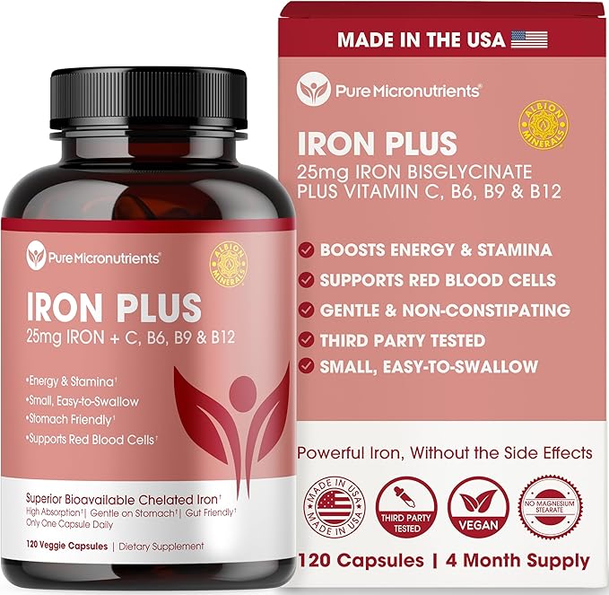 Mood Energy &amp Muscle Bundle - Pure Magnesium Glycinate &amp Iron Plus Supplement - Boost Energy Sleep Immunity &amp Muscle Support Pure Micronutrients