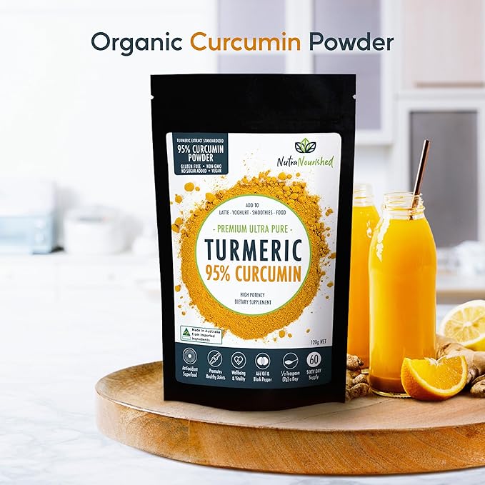 Organic Turmeric 95% Curcumin Powder – 1500mg Extract with Black Pepper – Non-GMO Vegan Gluten-Free Natural Supplement – 120g