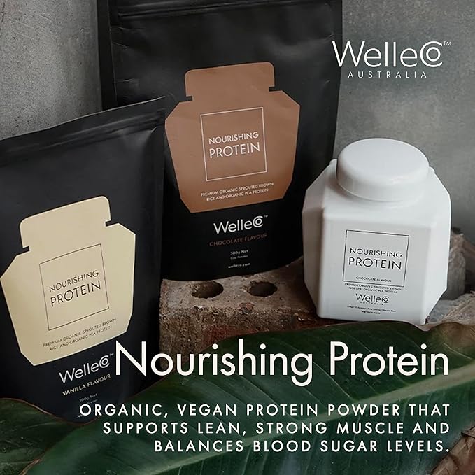 WelleCo Plant-Based Chocolate Protein Powder Organic Brown Rice &amp Pea Blend 16g Protein per Serving Dairy-Free Supplement for Energy Recovery &amp Daily Nutrition 10.5 oz