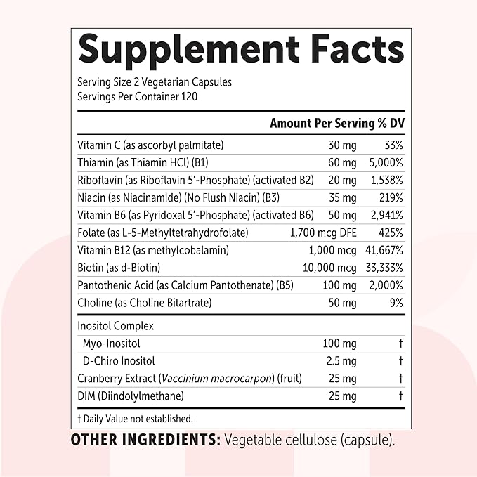 Micro Ingredients Methylated B Complex for Women 240 Vegetarian Capsules | Activated B Vitamins with Methylfolate Methyl B12 DIM &amp Inositol Complex | 14-in-1 Bioactive B Vitamin Formula