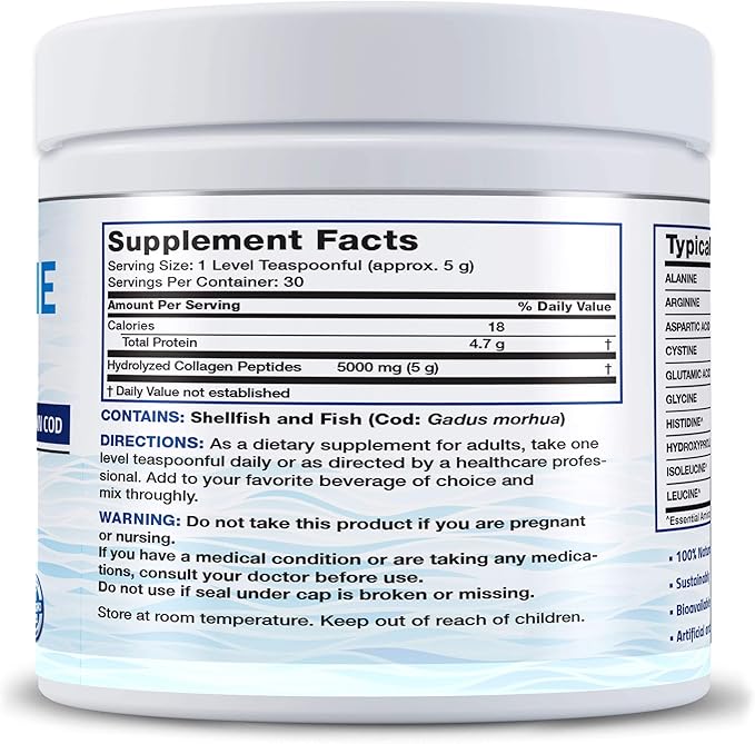 Bronson Marine Collagen Peptides Hydrolyzed Protein Powder + Methyl B12 5000 mcg Vitamin B12 Methylcobalamin