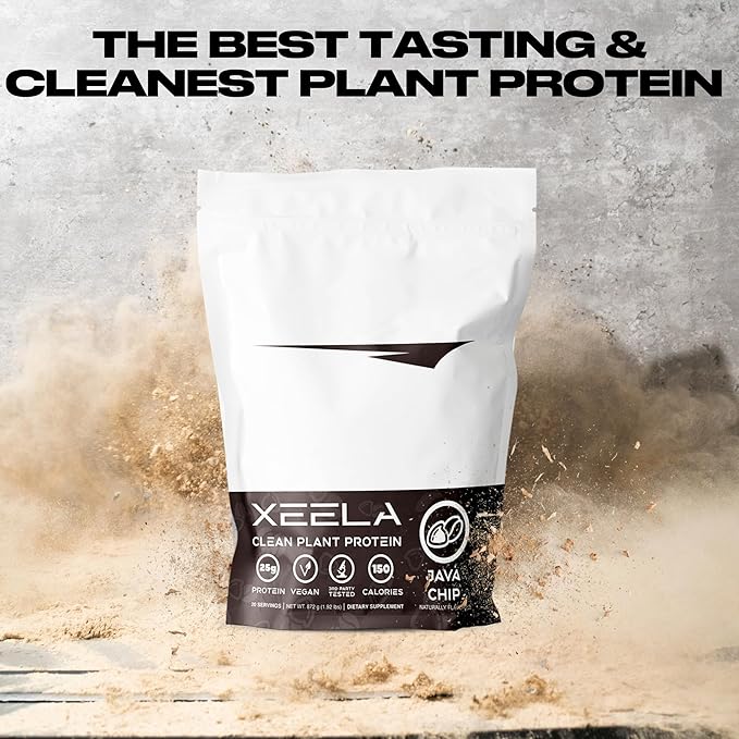 XEELA Plant Based Vegan Protein Powder - Independently Tested - 25g High Protein Pea Protein for Men &amp Women - Vitamins &amp Minerals Non GMO Dairy &amp Gluten Free LowCarb &amp LowFat (Jav