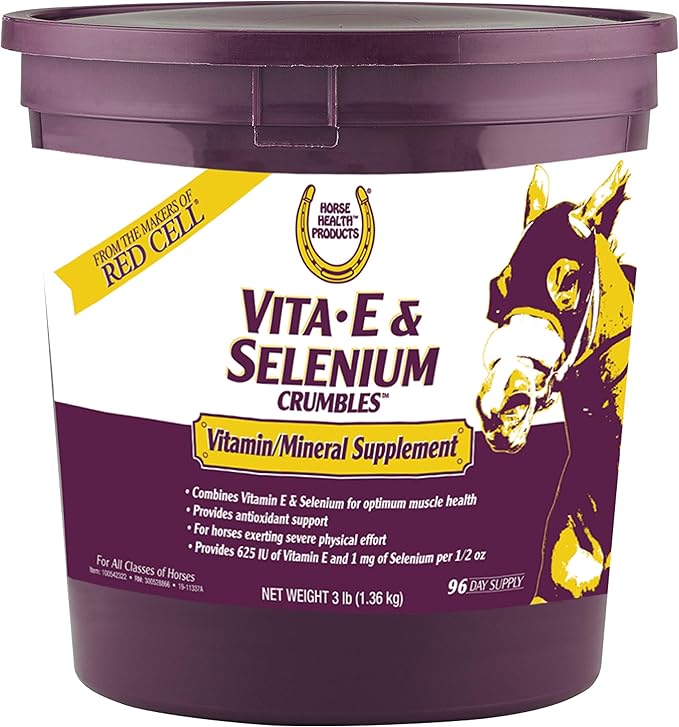 Farnam Horse Health Vita E &amp Selenium Crumbles Horse Vitamin Supplement Supports optimal muscle health &amp antioxidant support 3 lbs. 96 day supply
