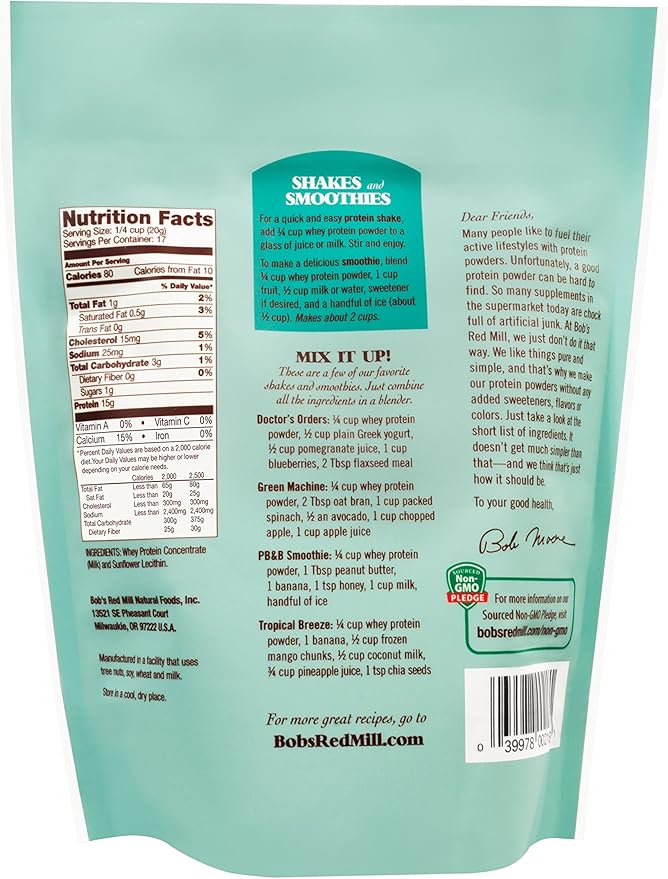 Bob's Red Mill Whey Protein Powder 12ounce Package May Vary Red unflavored 12 Ounce
