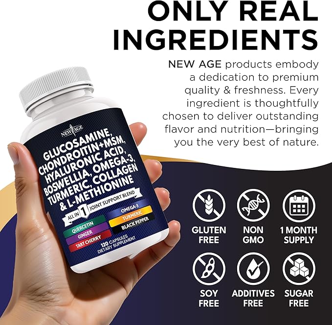 Glucosamine Chondroitin MSM Turmeric Curcumin Collagen Hyaluronic Acid Omega 3 – Health Supplement for Men &amp Women – 360 Count