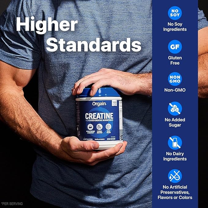 Orgain Creatine Monohydrate Powder (17.64 Oz 100 Servings) &amp Organic Vegan Chocolate Fudge Protein Powder (2.03 lb) Bundle - Plant-Based Protein &amp Muscle Support