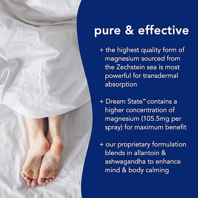 Dream State Magnesium Sleep Spray with Pure Dead Sea Magnesium Chloride - Quick Absorption on Feet &amp Skin
