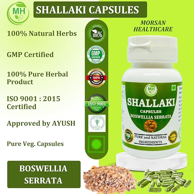Morsan's Shallaki (Boswellia serrata) Capsules Pack of 60 x 500 mg. Veg. Capsules (4)