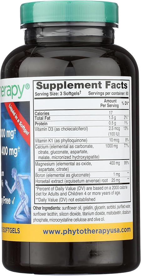 Liquid Calcium with Magnesium Softgels 1000 mg 180 Count