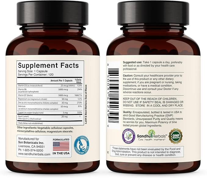 SANDHUHERBALS Zinc 50mg Bundle with Zinc 30mg Vitamin D3 Magnesium Selenium Vitamin B6 B7 (Biotin) Copper | Supports Immune Skin Hair &amp Nails Health