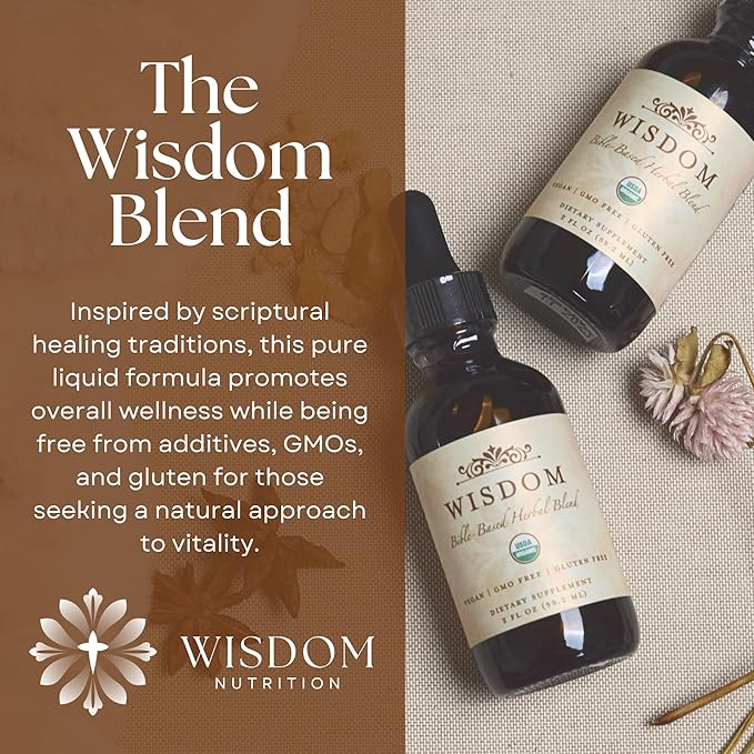 Organic Turmeric Frankincense and Myrrh – Herbal Supplement Blend for Energy Detox Focus Immunity &amp Stress – Non-GMO Vegan Tonic with Milk Thistle – Wisdom Bible Based Blend – 2oz Liquid Drops