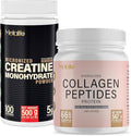 Creatine Monohydrate 500g + Bovine Collagen Peptides 20oz Bundle – Muscle Strength Recovery &amp Joint Support – Unflavored Canada-Made Grass-Fed 166 Total Servings