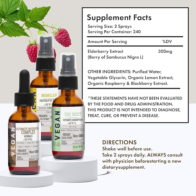 Digestive Harmony Bundle Liquid Vitamin Trio Mushroom Complex Lions Mane Reishi Maitake &amp Chaga Zinc Picolinate &amp Bromelain | Non-GMO | Gluten Free | Sugar-Free | 2 Fl Oz | 240 Days Supply