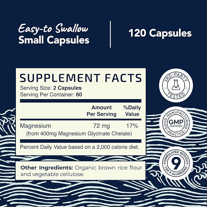 Magnesium Glycinate 400mg (120ct) &amp Magnesium Citrate 500 MG (60ct) | High Absorption Calm Relaxation Digestion &amp Muscle Support | Non-GMO Vitamin and Mineral Bundle