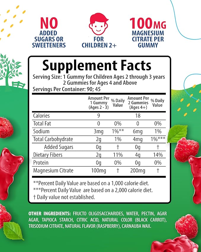 SUNNY SAM Iron Gummies for Kids &amp Magnesium Gummies for Kids &amp Adults - 100mg - Calm Magnesium Chews