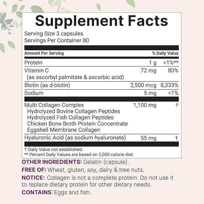 Micro Ingredients 2 Pack Multi Collagen Pills for Women &amp Men 480 Capsules | Type I II III V X | Hydrolyzed Protein Peptides with Biotin Hyaluronic Acid &amp Vitamin C | Keto &amp Paleo F