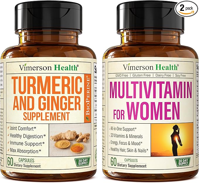 Turmeric Supplement and Ginger Root Joint Support Supplement &amp Complete Multivitamin for Women