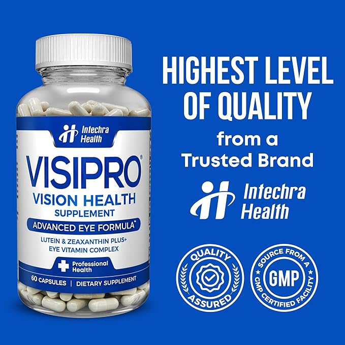 VISIPRO® 20-20 New Vision Health Supplement - Advanced Eye Vision Vitamins for Complete Eye Health Vision Support &amp Macular Free Radical Defense - 60 Veggie Caps