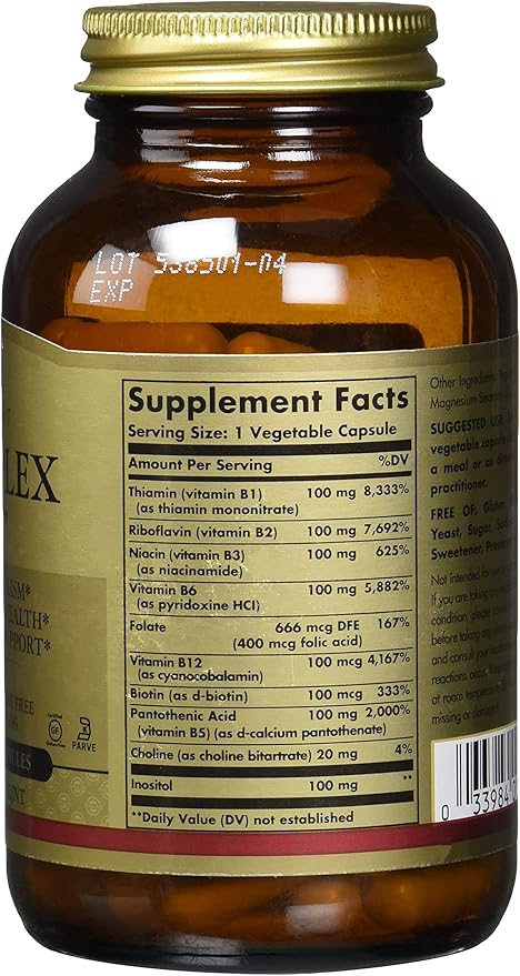Solgar B-complex 100 100 Vegetable Capsules - Heart Health 100 Count (Pack of 12)