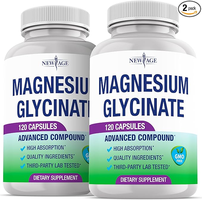 Magnesium Glycinate 500mg | 90mg Elemental Magnesium Supplement- High Absorption Non Buffered Non-GMO &amp No Gluten - Muscle &amp Bone Health - 240 Vegan Capsules