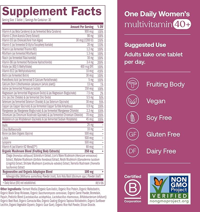 True Grace One Daily Women’s Multivitamin 40+ (30 Vegan Tablets) &amp Omega-3 Fish Oil (60 Softgels) - Gluten Free Soy Free Organic - 30-Day Supply of Each
