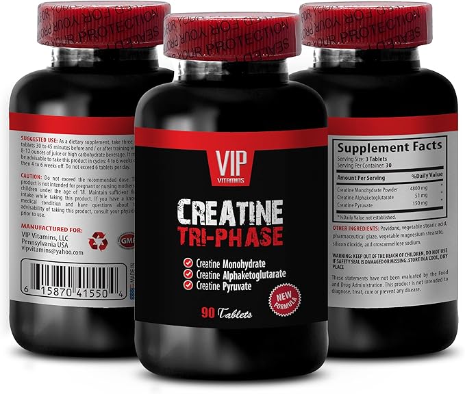 Muscle gain for Women - CREATINE TRI-Phase - creatine Pills Creatine Monohydrate Creatine Alphaketoglutarate Creatine Pyruvate creatine Pills for Muscle gain creatine - 1B 90 Tablets