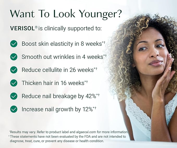 ALGAECAL Collagen: 4 Clinically-Supported Peptides VERISOL® FORTIGEL® UC-II® FORTIBONE® Anti-Aging Hydrolyzed Collagen Powder 30 Servings Made in USA
