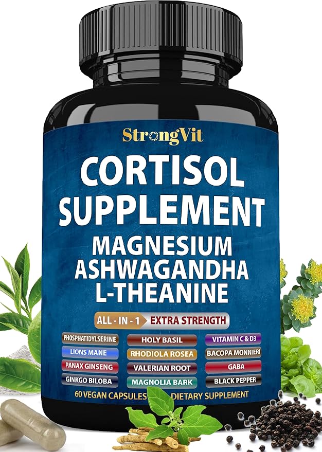 Cortisol Supplements for Women and Men with Magnesium Ashwagandha &amp L-Theanine. High Cortisol Reducer Manager Detox Lower and Control. Sleep Support &amp Stress Relief USA