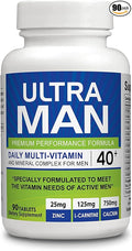 Ultra Man - Multi-Vitamins 90 Tablets - Premium Performance Formula 100% Natural - Multivitamins for Man - Dietary Supplement