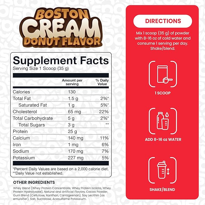 Whey Protein Powder 25g Protein Complete Amino Acid Profile Gluten-Free Low Fat RBST-Free Supports Muscle Recovery &amp Antibody Health