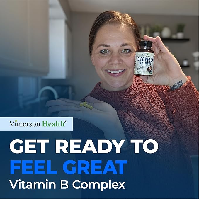 Vitamin B Complex with Vit C &amp Folic Acid (Folate) - 8 High Potency B Vitamins: B1 B2 B3 B5 B6 B7 Vitamin B12 + Biotin Choline &amp Inositol. Aids Mood Energy Nervous System &amp Immune