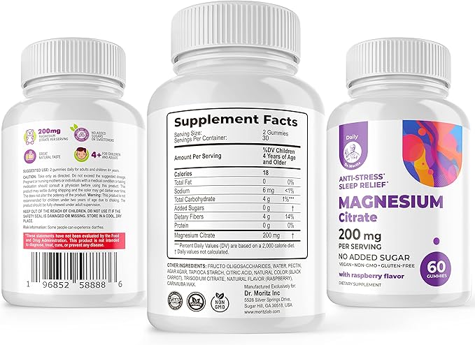 Kids Magnesium 60 Count and Magnesium 60 Count Gummies Sugar-Free - Calm Magnesium Gummies Supplement for Children Sugar-Free Magnesium Calm Chews for Kids &amp Adults