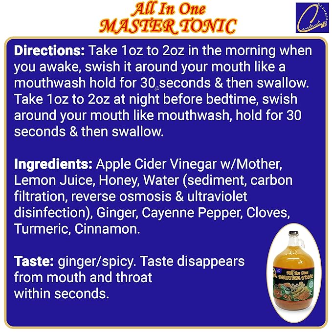 13oz Organic Fire Cider Master Tonic Juice | TASTE &amp SEE | with Cinnamon Cloves Natural Apple cider vinegar Lemon Ginger Turmeric Cayenne pepper Honey Water