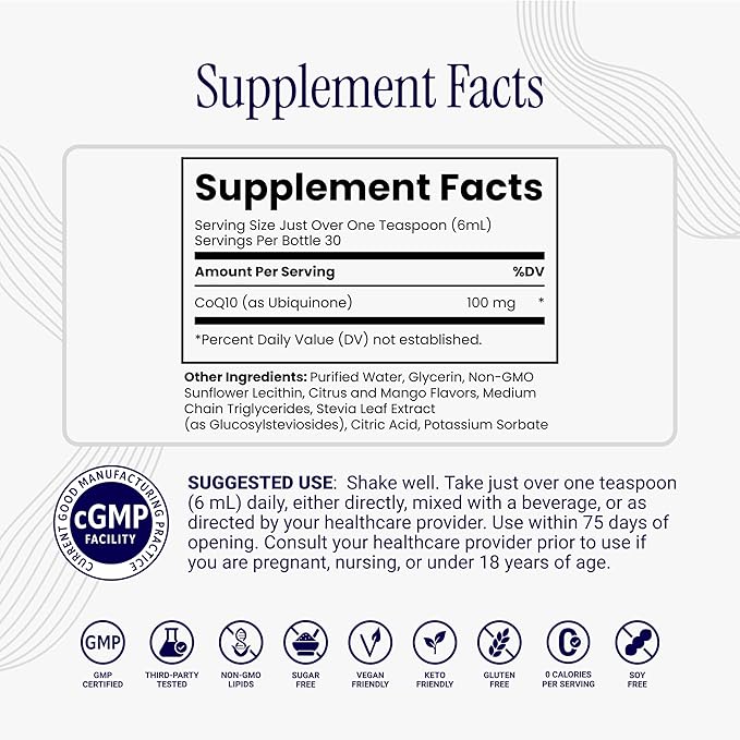 Rho Nutrition Liposomal CoQ10 – High-Absorption Liquid Coenzyme Q10 for Heart Health Cellular Energy &amp Antioxidant Support – Supports Healthy Aging – Vegan Sugar-Free Non-GMO – 6 fl oz 30 Serv