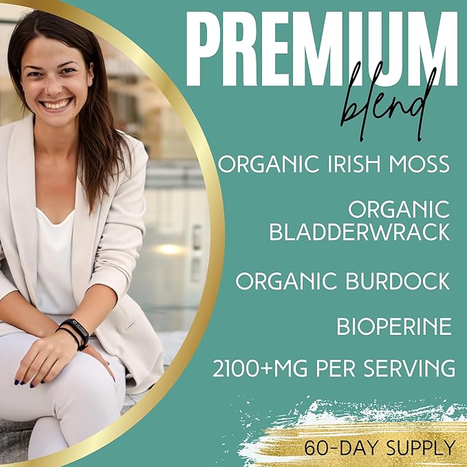 Lumen Naturals Sea Moss for Women – with Irish Moss Bladderwrack &amp BioPerine – 2100mg Per Serving – 180 Capsules – 60 Servings – Non-GMO Vegan &amp Gluten-Free (180 Count (Pack of 1))