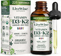 Vitamin D3 K2 Drops for Babies - Concentrated Formulation 225 Servings at 400 IU 5 MCG (MK-7) Micro-Dose Dropper Gentle Daily Supplementation Early Development &amp Precise Dosing