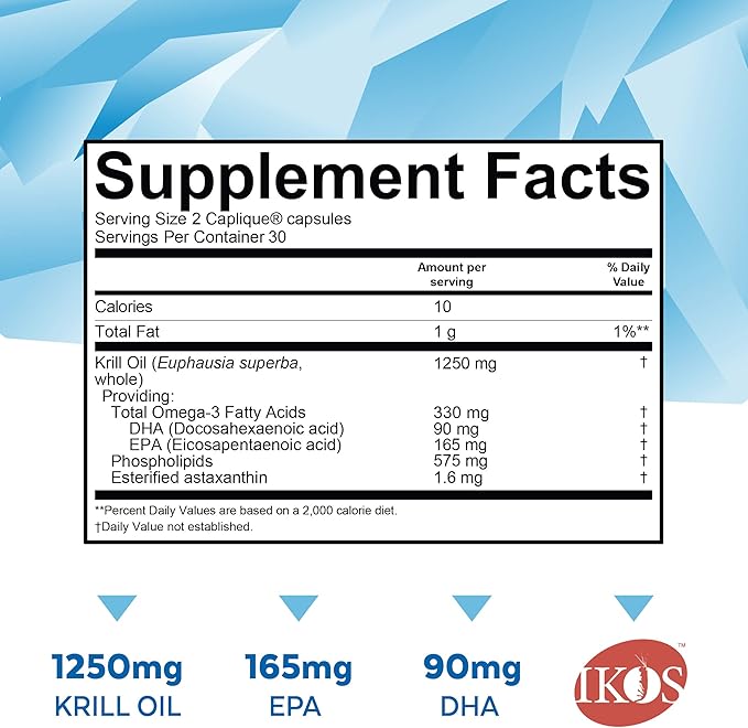Viva Naturals Antarctic Krill Oil 1250 mg Omega 3 EPA DHA and Astaxanthin Joint Support and Brain Supplement with Antioxidant Properties No Fishy Aftertaste (Pack of 6)