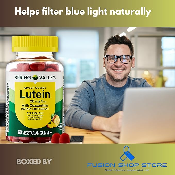 Lutein 20mg- Gummies 60ct with Zeaxanthin (Pack of 1) Boxed by Fusion Shop Store