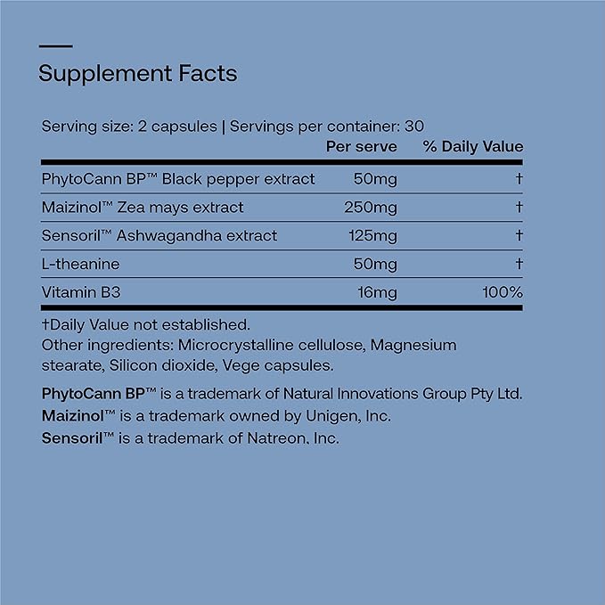 SRW Laboratories Nrv² Calm | Stress &amp Sleep Supplement | Stress Relief Supplement | Supports Nervous System &amp Stress Response Calmness Rest &amp Relaxation | 60 Capsules