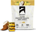 Ascent 100% Clear Whey Protein Powder - Post Workout Whey Protein Isolate Zero Artificial Flavors &amp Sweeteners Gluten Free 5.5g BCAA 2.1g Leucine Essential Amino Acids Pineapple Coconut 20