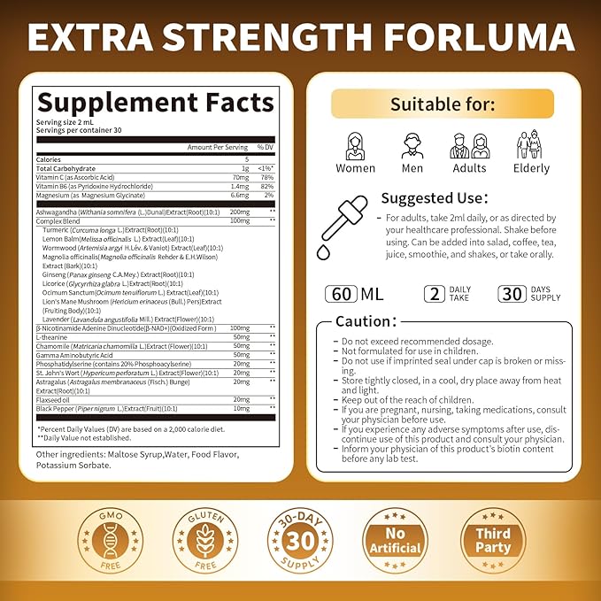 Cortisol Supplements for Women &amp Men with 200mg Ashwagandha L-Theanine &amp Phosphatidylserine 21-in-1 Cortisol Manager Reducer Liquid Drops Support Night Focus &amp Energy Pineapple 60ml